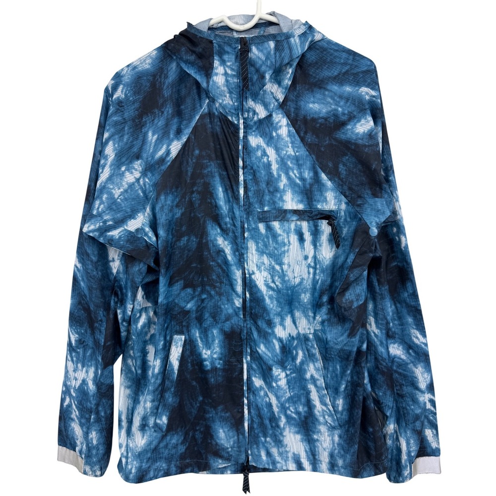 Nike SB Mens Tie Dye Woodgrain Hooded‎ Windbreaker Jacket Blue Large DEFECT